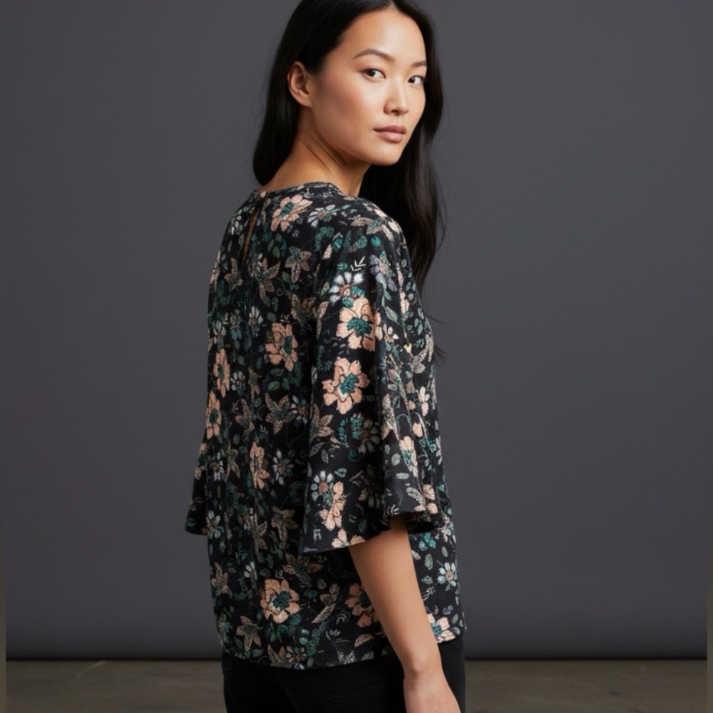 Knox Rose Blouse Top Floral Butterfly Sleeve Multicolor Size M - Picture 3 of 9